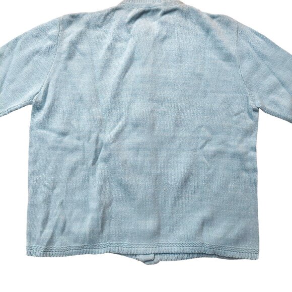 Vintage 1940s -1950s Sky Blue Long Sleeve Knit Cardigan Sweater XL - Picture 6 of 6